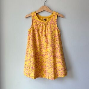 Tea Collection Pastel Yellow Floral Cotton Swing Summer Dress Size 4